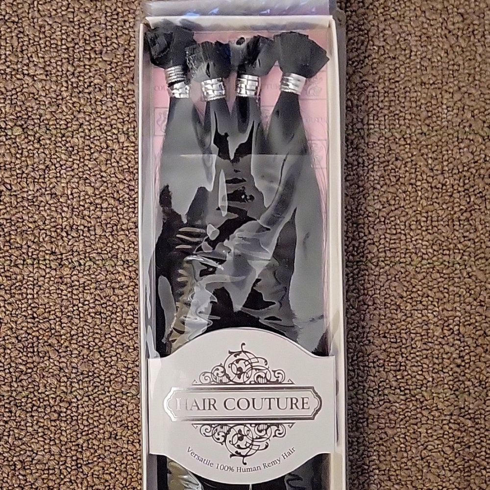 Hair Couture color#1 in 16inch length U-tip keratin bond human hair extensions